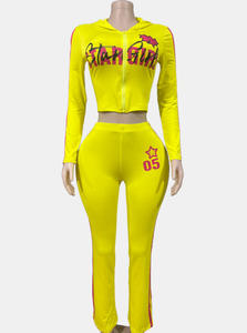 2026 European and American Retro Hooded Casual Waist-Cinching Slimming Letter Print <b>Set</b> for Fashion-Forward Women - Product Image 2