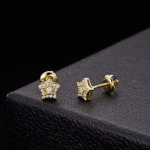 <b>Mens</b> Star Stud <b>Earrings</b> 925 <b>Silver</b> Moissanite Diamond Star <b>Earrings</b> Round Cut Sparkle Gold Tone Casual Gift Jewelry For <b>Men</b> Sets - Product Image 2