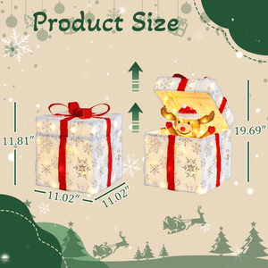 12in Motorized Pop-Up Reindeer Gift Box Xmas Outdoor 60 LED Lights <b>Inflatable</b> Yard Decorations for Christmas and Holi - Product Image 5