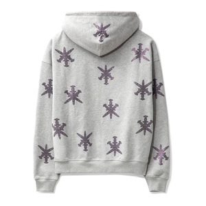 Rhinestones for <b>Clothes</b> Cotton Thick Casual Oversized Hoodie Men Full Face Zip up Rhinestone Asid Wash Hoodie - Product Image 2