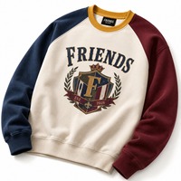 Sweat-shirt à col en V pour homme, manches raglan, polyester/coton, style preppy, coupe classique, automne, doublure non tissée, imprimé uni