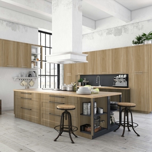 Meubles de cuisine en mélamine de style européen haut de gamme, design moderne modulaire sur mesure, ensemble complet, fabrication OEM au Vietnam, garantie de 2 ans - Product Image 2