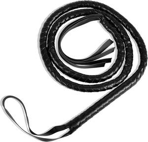 Fouet en cuir véritable tressé à 8 brins, long de 8 pieds, robuste, fait main, en cuir noir, pour l'entraînement de tir en extérieur - Product Image 1