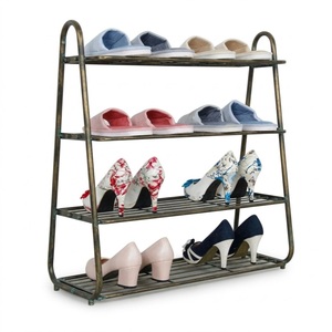 Luxury Gold Wrought Iron <b>Shoe</b> Rack Freestanding Metal <b>Shoe</b> Shelf Organizer For Entryway & <b>Space</b> <b>Saving</b> Home <b>Storage</b> Solution - Product Image 4