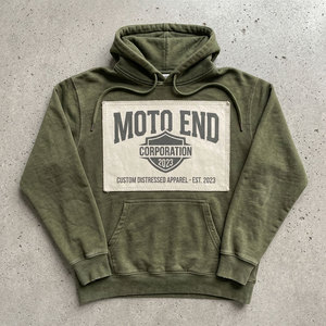 Sudadera con capucha de invierno para hombre, personalizada, de felpa francesa, con lavado ácido vintage, efecto desgastado, con cremallera y bordado, OEM, 500 g/m², manga acampanada, logotipo personalizado, 100% algodón - Product Image 6
