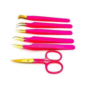 Pinzas para Extensión de Pestañas de Color Rosa en Forma de L, Acero con Alto Contenido de Carbono, Antimagnéticas, Punta Afilada para Recoger Pestañas Fácilmente - Product Image 4