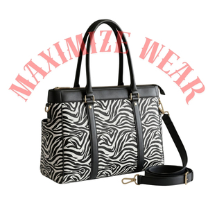 Luxury Zebra Print Leather Business Tote | Professional Women’s Laptop Bag with Shoulder Strap | Wholesale Custom Handmade - Product Image 5