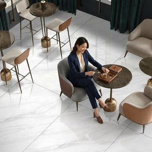 Carreaux de sol en porcelaine pleine masse effet marbre brillant Carrara Supremo Blanc 1600x3200mm pour chambre, aménagement paysager, extérieur, salle à manger, sous-sol - Product Image 5