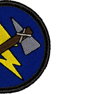Custom Embroidered Circular Patch with Yellow Arrow and Spear Design <b>Sew</b>-On Fabric Badge Cut Style Iron-On Garment Use - Product Image 2