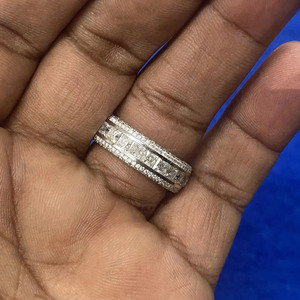 Anillo de compromiso y boda de eternidad completa con moissanita talla princesa helada para hombre, estilo hip hop, joyería de plata de ley 925 - Product Image 2