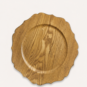 Assiettes de présentation rondes rustiques et antiques en placage de bois festonné pour événements de mariage de luxe et décoration intérieure – Vente en gros - Product Image 5
