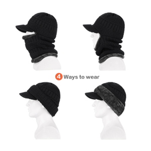 Gorro de Punto Térmico Personalizado para Invierno con Visera, Forro Polar, Pasamontañas, Máscara Facial Completa, Gorro Cortavientos y Calentador de Cuello - Product Image 6