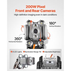 Robot per Ispezione Tubi Fognari Industriale 394FT con Telecamere Anteriori/Posteriori da 2MP, Tablet Touchscreen, Protezione IP68 - Product Image 3