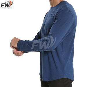 เสื้อยืดผู้ชายแบบเรียบ รุ่นใหม่ล่าสุด ขายส่ง ผ้าฝ้าย 100% ระบายอากาศ แห้งเร็ว แขนยาว รับสกรีนโลโก้ เสื้อยืดออกกำลังกาย ยูนิเซ็กส์ - Product Image 3