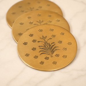 Brass <b>Coaster</b> Set Export Quality Handmade Metal <b>Drink</b> <b>Coasters</b> for Dining Table Kitchen Cafe Restaurant Luxury Home Hotel Decor - Product Image 6