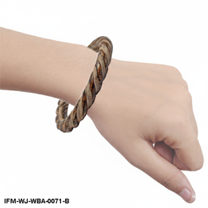 Brazalete de Madera Antiguo Hecho a Mano, Pulsera Vintage Tallada a Mano con Diseño de Cuerda Espiral Trenzada, Joyería Étnica Boho Natural - Product Image 6