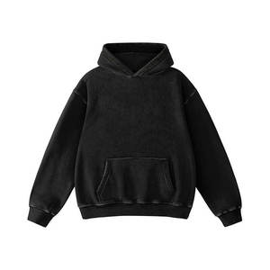 Custom <b>Polyester</b> Cotton Acid Washed Oversized French Terry Vintage Winter <b>Hoodie</b> Pullover Unisex Streetwear Stone - Product Image 2