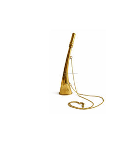 Cadena de cuerno de caza de latón chapado en oro vintage, trompeta tradicional grabada, instrumento musical decorativo personalizable, regalo - Product Image 1