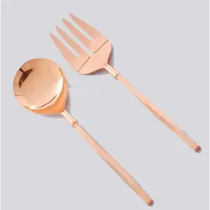 Juego de cubiertos de metal de lujo con acabado pulido que incluye tenedor, cuchillo, cuchara y cucharilla para mesa de comedor moderna - Product Image 5