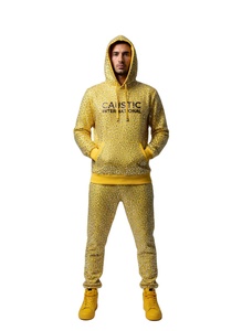 Ensemble sweat à capuche zippé et pantalon de survêtement en molleton bouclette 500 g/m² pour homme, avec strass, délavage acide, style streetwear, logo personnalisé, OEM - Product Image 1