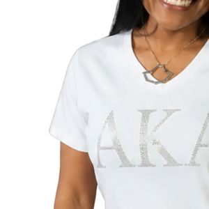 White Rhinestone Letter V Neck Tee Women Short Sleeve Cotton T Shirt Fashion Graphic <b>Top</b> Casual Summer Streetwear Apparel Daily - Product Image 2