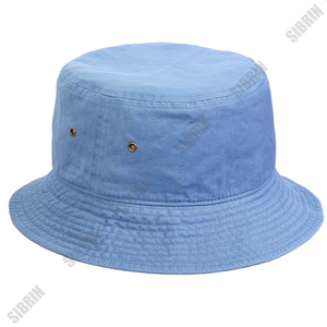 SIBRIN Custom Logo Blue Cotton Canvas Bucket Hat Unisex Fisherman <b>Caps</b> Streetwear Skateboard Outdoor <b>Summer</b> Sports Bucket <b>Caps</b> - Product Image 1