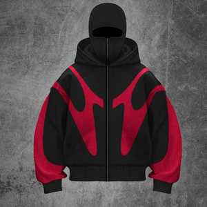 Unisex Regular Fit Hooded <b>Zip</b>-<b>Up</b> Fleece Heavyweight Lined Crop Sweatshirt Color Blocking Raglan Sleeve Streetwear Style - Product Image 1