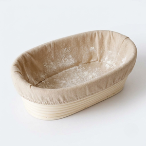 Wholesale Natural Oval Rattan Bread Proofing Basket Wicker Dough Fermentation Basket Sourdough Banneton Bread Baskets with Linen - Product Image 1