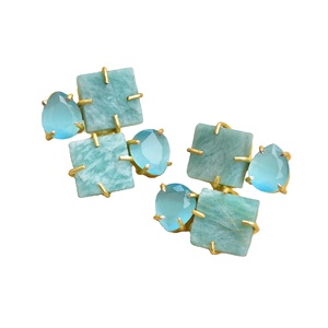 Premium Brass <b>Cluster</b> Earrings Gold Plated Stud Handcrafted Semi Precious Matte Brass Texture Trendy Statement Piece - Product Image 1
