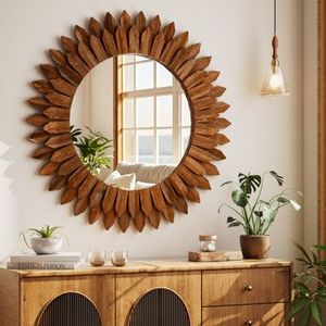 Miroir mural en bois artisanal et écologique, magnifiquement conçu pour la décoration intérieure, Inde RR ENTERPRISES - Product Image 5