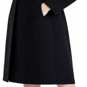 Abrigo Largo Negro para Mujer, Estilo Minimalista y Elegante, Corte Entallado, Estilo Lujoso, Fabricación Personalizada, Diseño OEM - Product Image 5