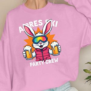Sudadera de punto de manga larga para mujer, roja, con estampado de conejo de dibujos animados y cerveza, informal, para invierno, 100% poliéster - Product Image 4
