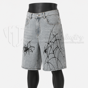 Pantalones Cortos de Mezclilla Holgados para Hombre, Estilo Vintage, Lavados, Largos hasta la Rodilla, Estilo Urbano - Product Image 3