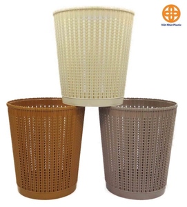 Poubelle en plastique tressé HALO, aspect rotin, corbeille à déchets pour la maison, le bureau, la chambre, la salle de bain, la cuisine - Product Image 5