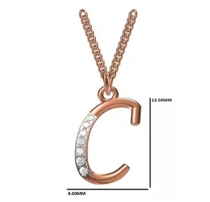 Rose Gold <b>Letter</b> C Pendant With Diamond Channel Setting Minimalist Everyday Wear Unisex Jewelry - Product Image 4
