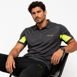 ONE APEX T-shirt de performance pour homme avec logo frontal, gris anthracite et vert néon, séchage rapide, respirant, pour entraînement et sport - Product Image 5