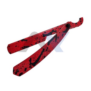 Soporte Profesional para Navajas de Barbero de Acero Inoxidable Texturizado Amarillo y Negro, para Cuchillas Desechables Turcas de Filo Recto, Plegable - Product Image 1