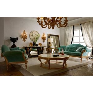 Luxury Solid Teak <b>Wood</b> <b>Sofa</b> Set 7 Seater Emerald Green Velvet Italian Empire Carved Couch Gold Round Table Living Furniture - Product Image 1