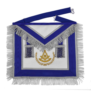 Tablier de Franc-Maçon bleu Past Master - Velours bleu avec broderie argentée à la main, fournisseurs de insignes de qualité supérieure avec des artisans exceptionnels - Product Image 1