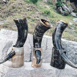 Chope à boire artisanale authentique en corne naturelle, style Viking, pour bière, cidre, miad et whisky - Product Image 5