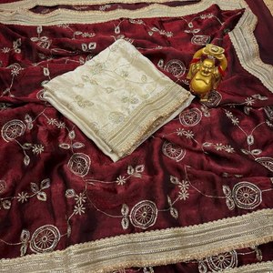 Sari de seda suave de primera calidad con lentejuelas, fabricante y proveedor de moda femenina de Surat - Product Image 4