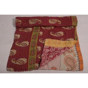 Couverture Kantha florale, jeté en coton bohème, couverture réversible vintage indienne faite à la main, couvre-lit, décoration unique - Product Image 5