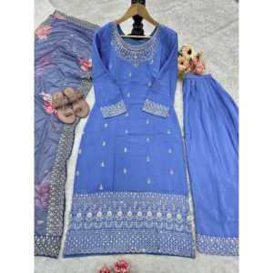 Conjunto de Top y Pantalones Plazzo para Mujer con Elegante Dupatta para Fiestas - Product Image 3