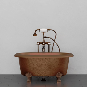 Baignoire en laiton massif artisanale de luxe, petite, avec extérieur martelé et décorations anciennes pour maison de prestige - Product Image 6