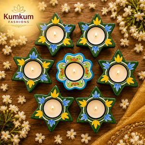 Portavelas de Cerámica Azul Pintado a Mano al por Mayor, Decoración para el Hogar, Regalos para Fiestas de Diwali, Navidad y Eventos - Product Image 3