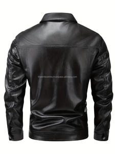 OEM Service Custom Made Logo Hombres Chaqueta de cuero genuino Uso de invierno Cremallera Hombres Chaqueta de cuero de moda para hombres - Product Image 6