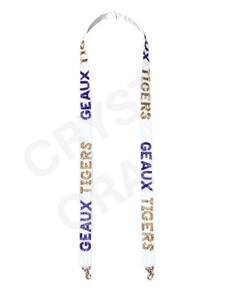 Sangles de sac à perles de rocaille Geaux Tigers Accessoires de mode avec forme et design personnalisés Sangle de sac à main perlée - Product Image 1