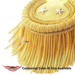 Elegante y Lujosa Hombrera Bordada KEW Personalizada en Amarillo, Accesorio Decorativo de Lujo para Uniformes - Product Image 3