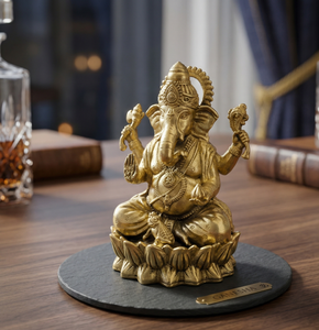 Ídolo de Ganesh Ji en Latón Puro, Arte Hecho a Mano 100% Latón, 4 x 3.5 x 6 cm, 77 g, Decoración para el Hogar y Regalos - Product Image 5