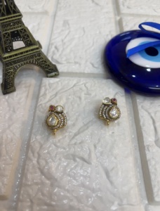 Gold Plated <b>Studs</b> <b>Earrings</b> in Peacock Design <b>Silver</b> 925 Material Indian Wedding Handmade Jewelry <b>Set</b> for Women Gift - Product Image 6